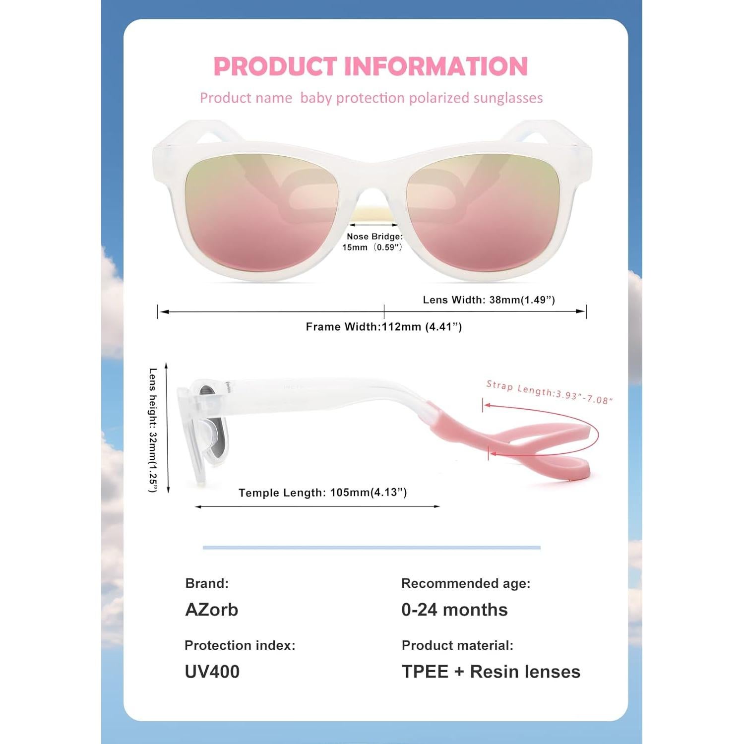 Gafas de sol polarizadas AZorb para bebés 0-24 meses UV 100%