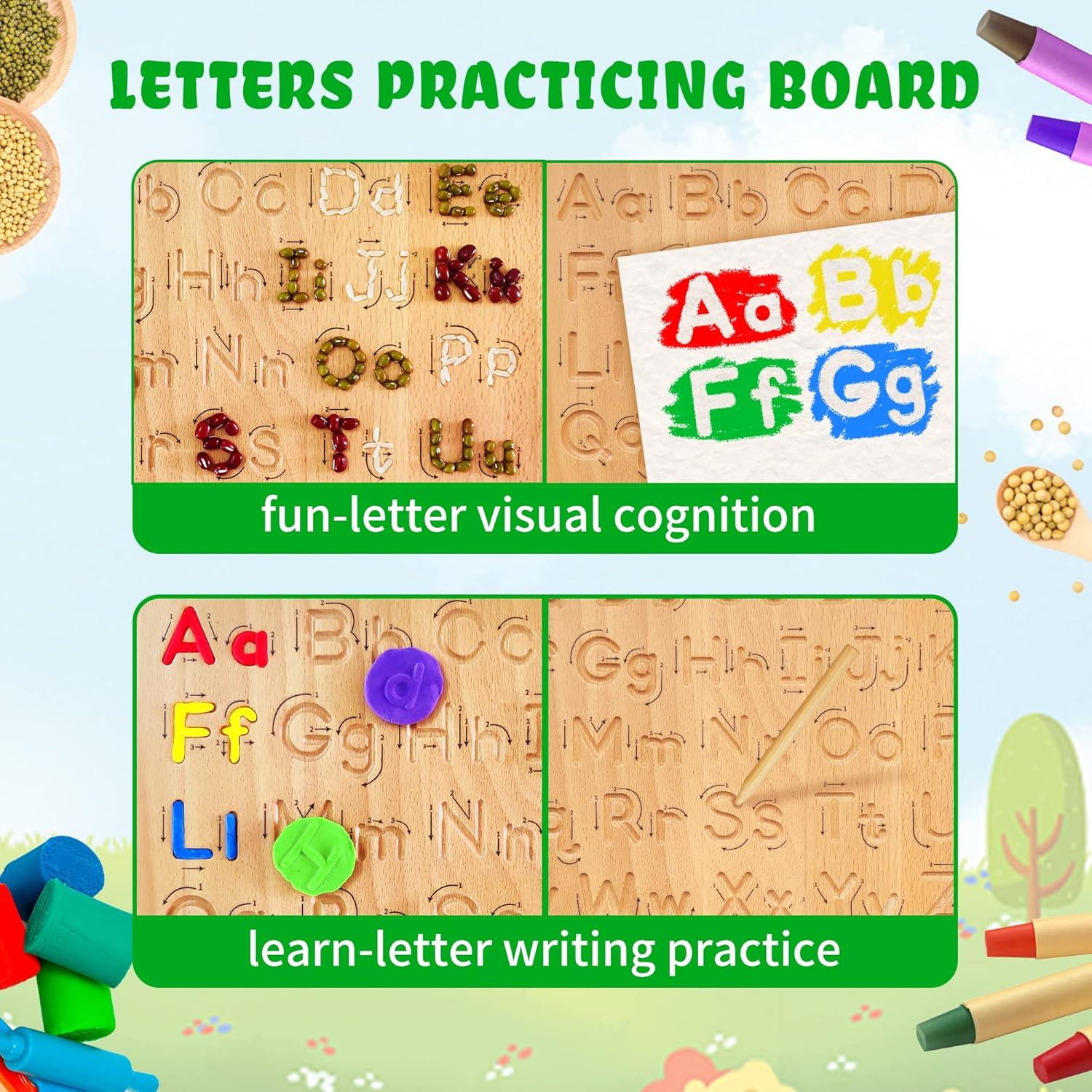 Tablero de Trazado de Letras de Madera LearnToy - Juguete Educativo 25.1x20.1cm