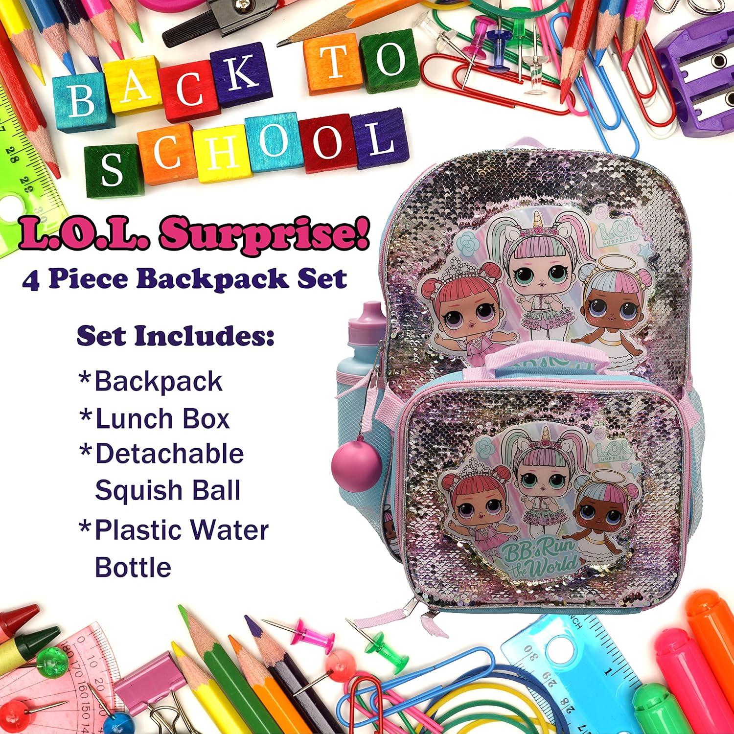 Mochila Escolar L.O.L. Surprise 4 Piezas Turquesa 40.64 cm