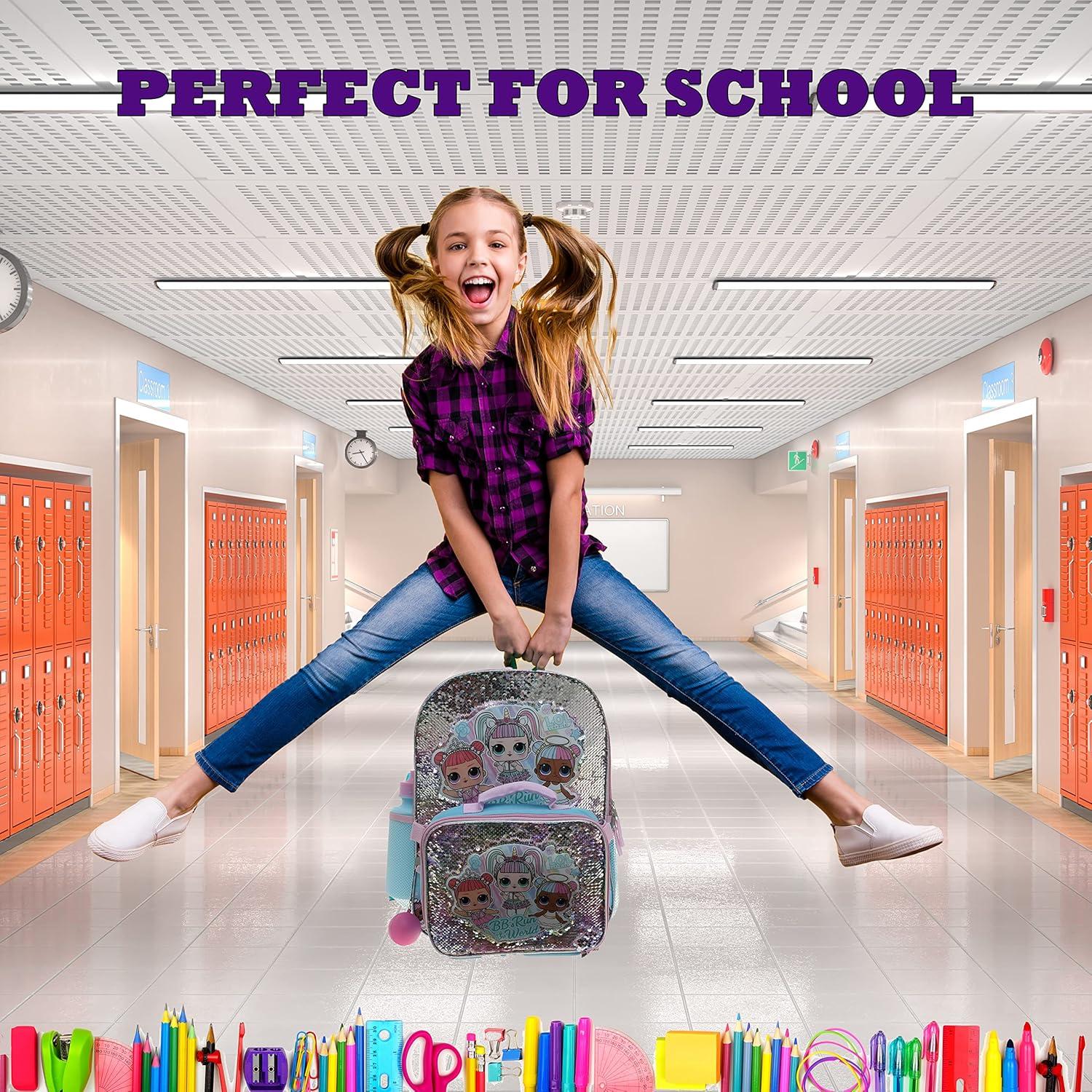 Mochila Escolar L.O.L. Surprise 4 Piezas Turquesa 40.64 cm