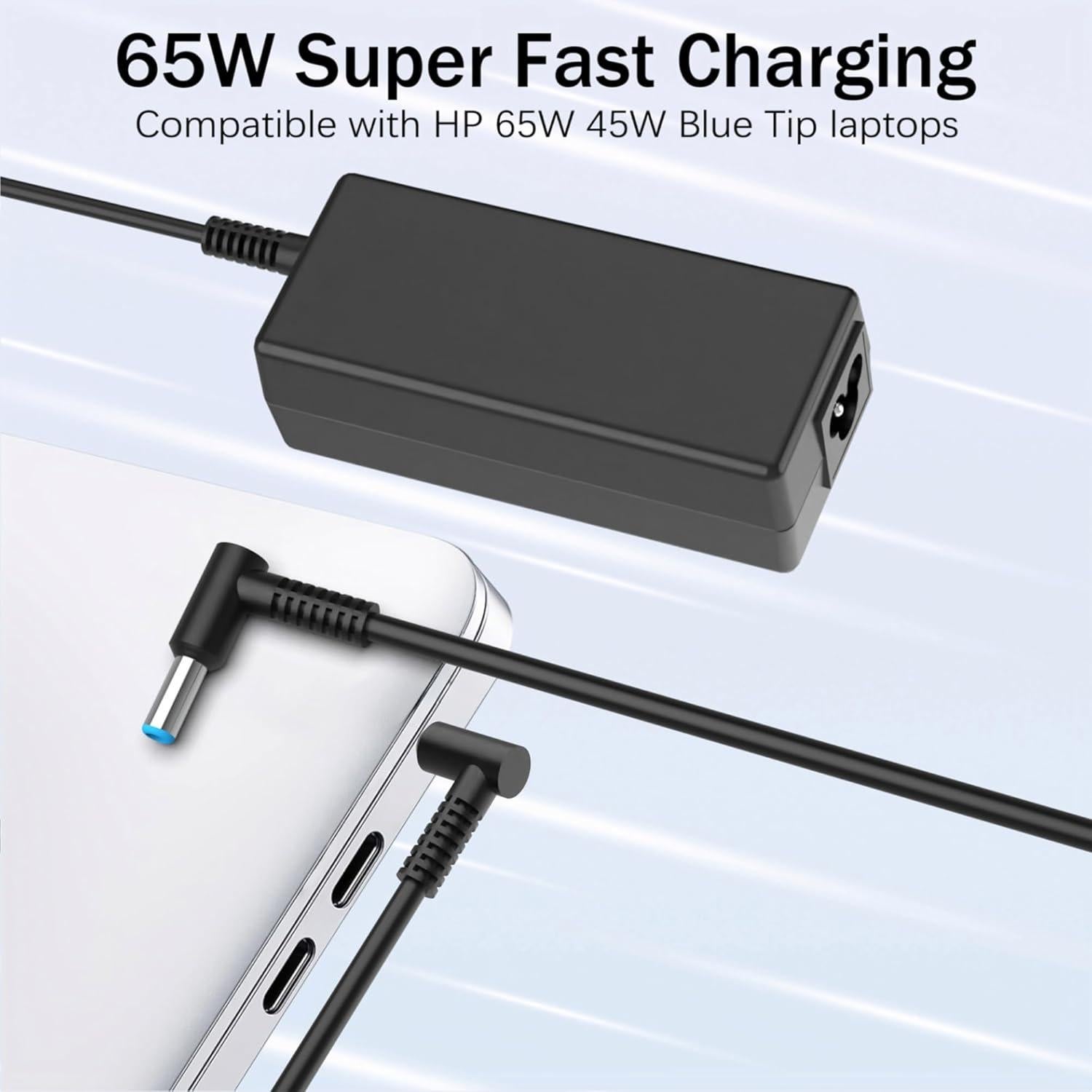 Cargador Laptop HP 65W/45W Adaptador Punta Azul 19.5V