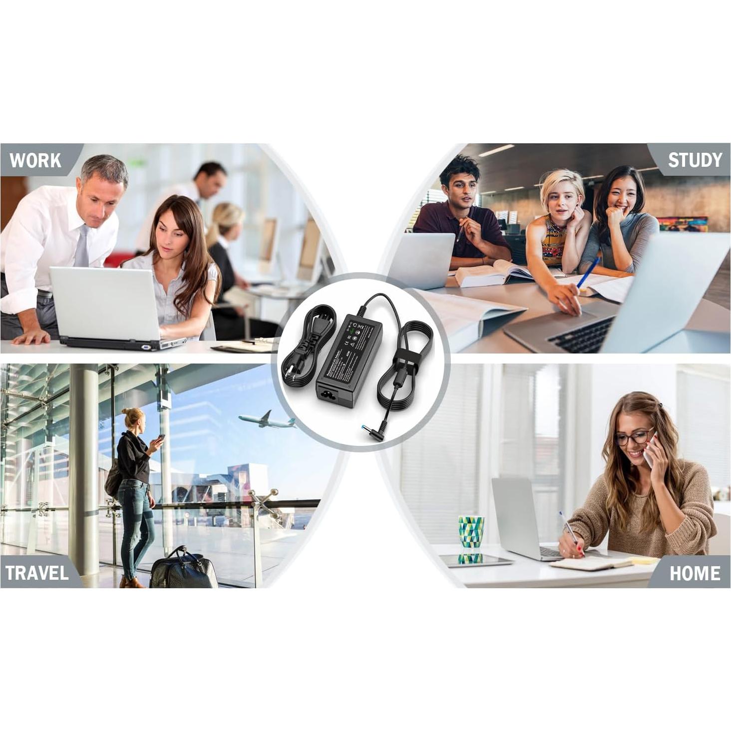 Cargador Laptop HP 65W/45W Adaptador Punta Azul 19.5V