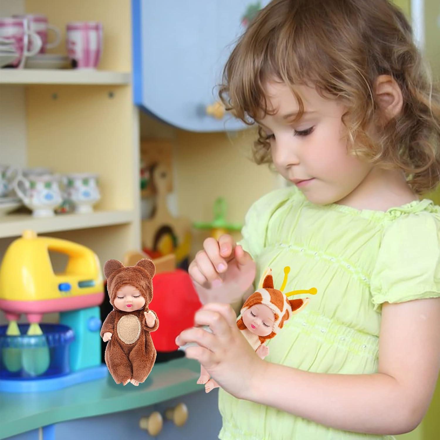 Muñecas Mini Bebé ONEST 10 cm 6 Piezas Ropa Hecha a Mano