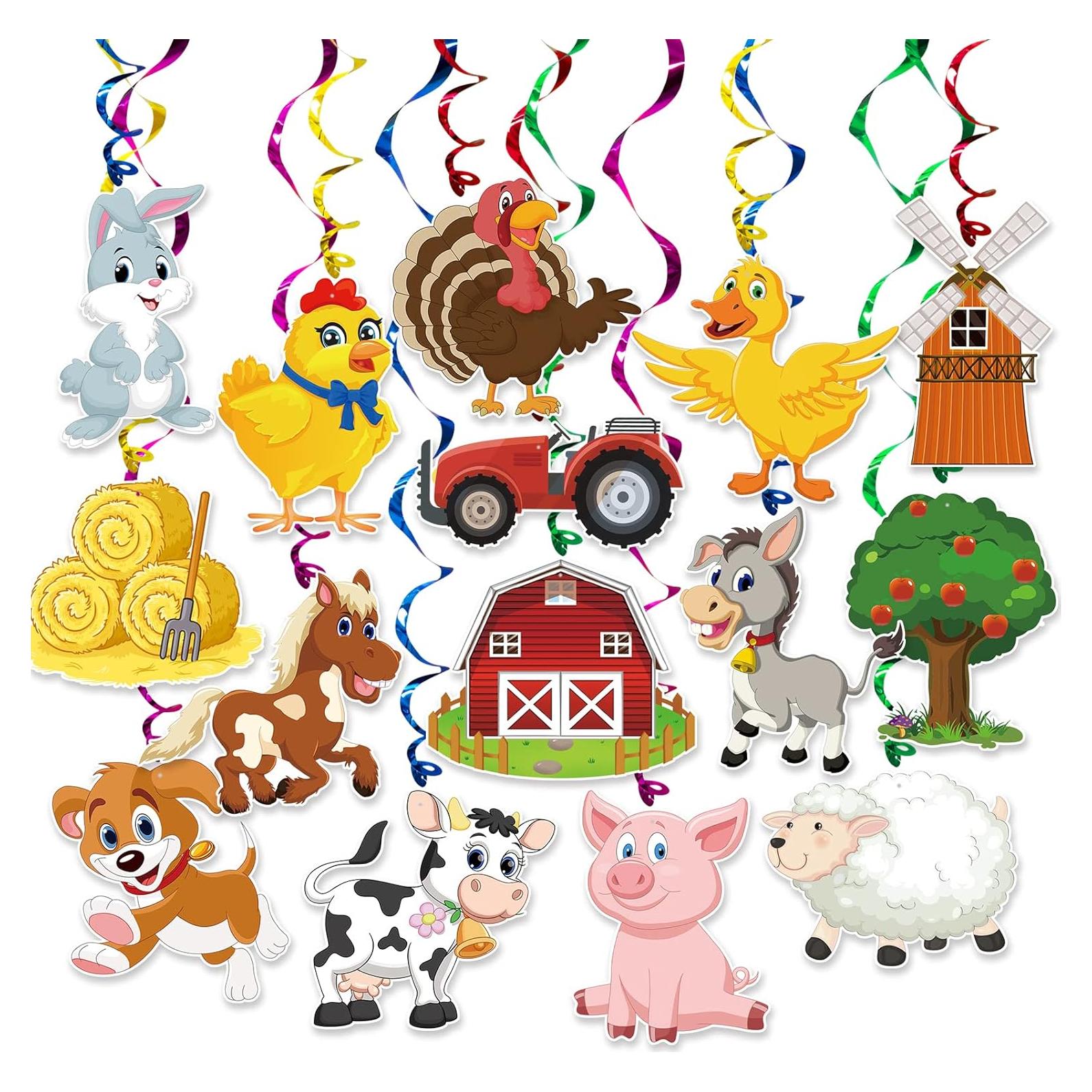 Decoraciones Colgantes de Fiesta de Animales de Granja - 30 Piezas