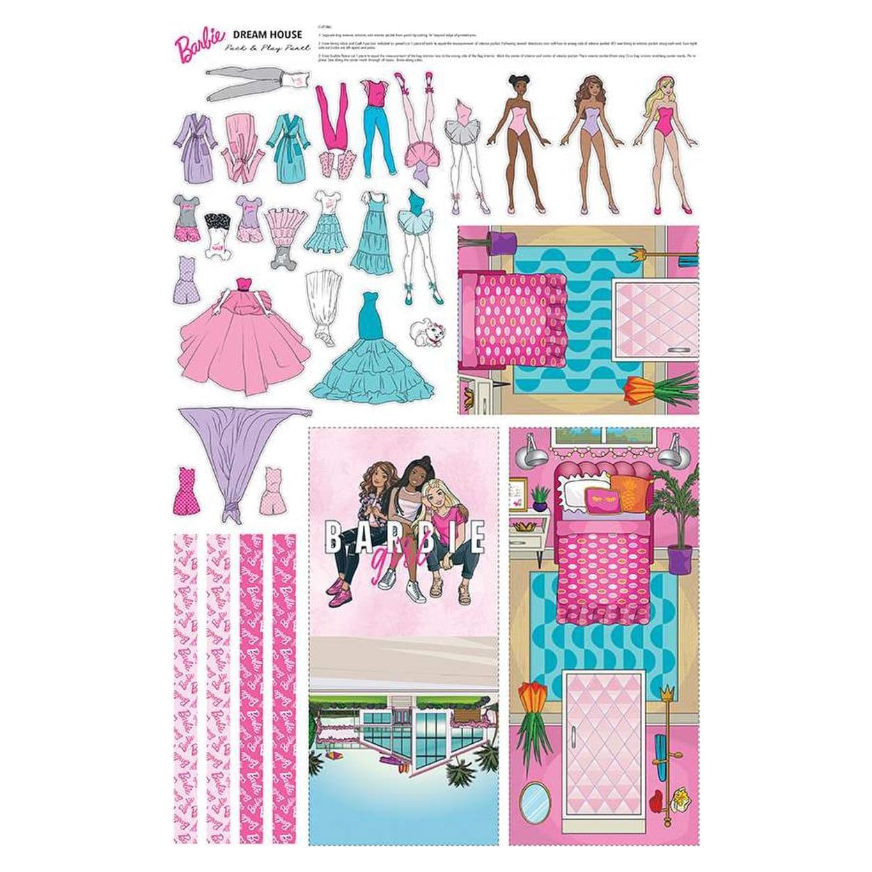 Panel de casa de sueños de Barbie Riley Blake 137x91 cm