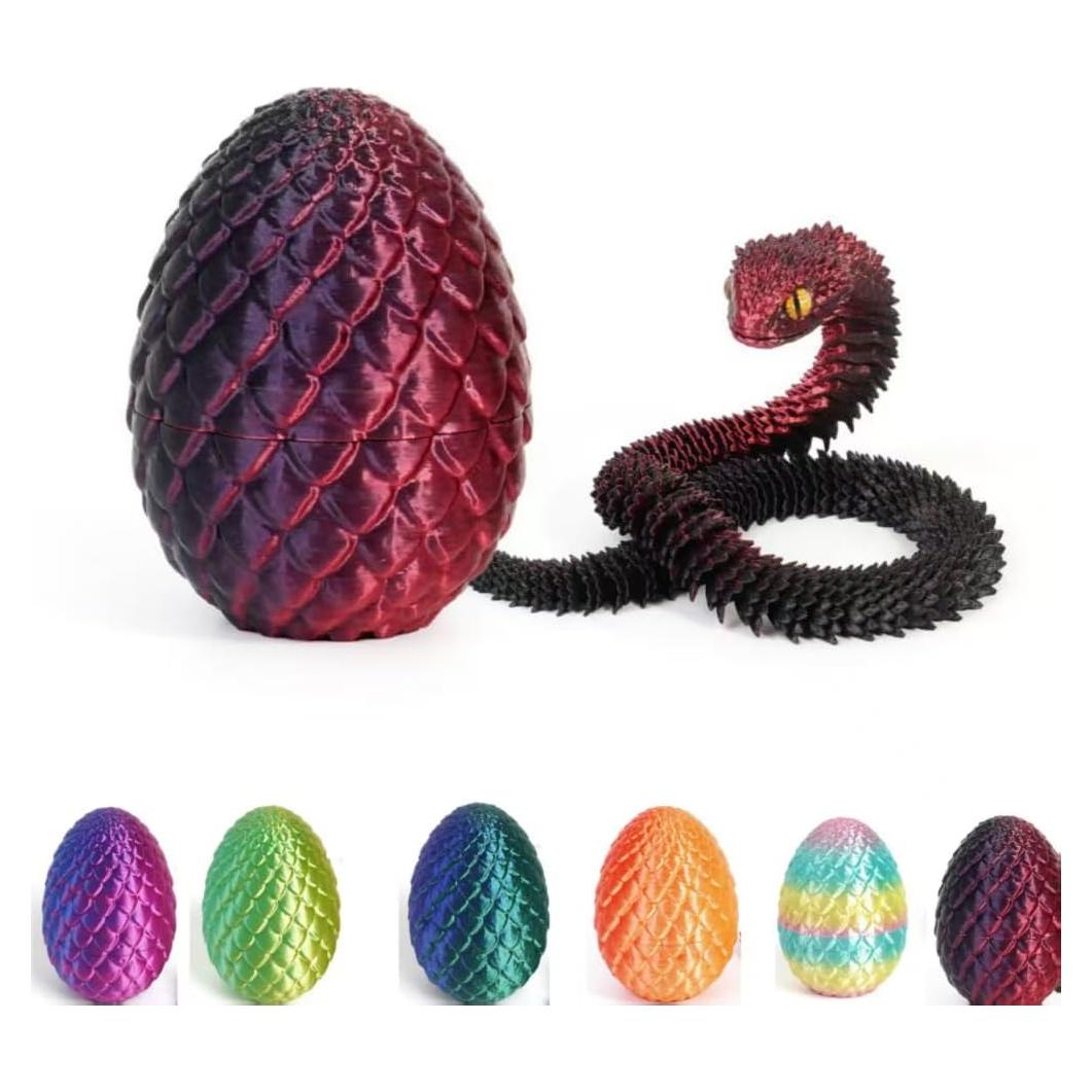 Juguete de Escritorio Serpiente Articulada 3D Negra Roja