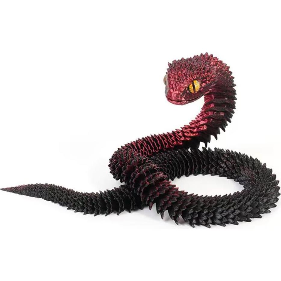 Juguete de Escritorio Serpiente Articulada 3D Negra Roja