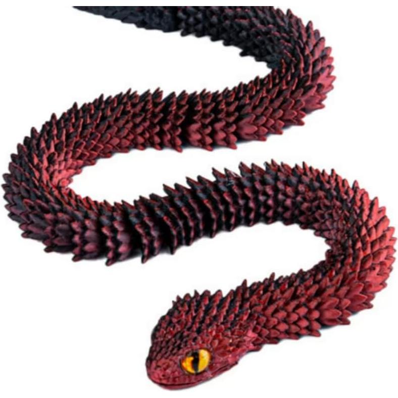 Juguete de Escritorio Serpiente Articulada 3D Negra Roja