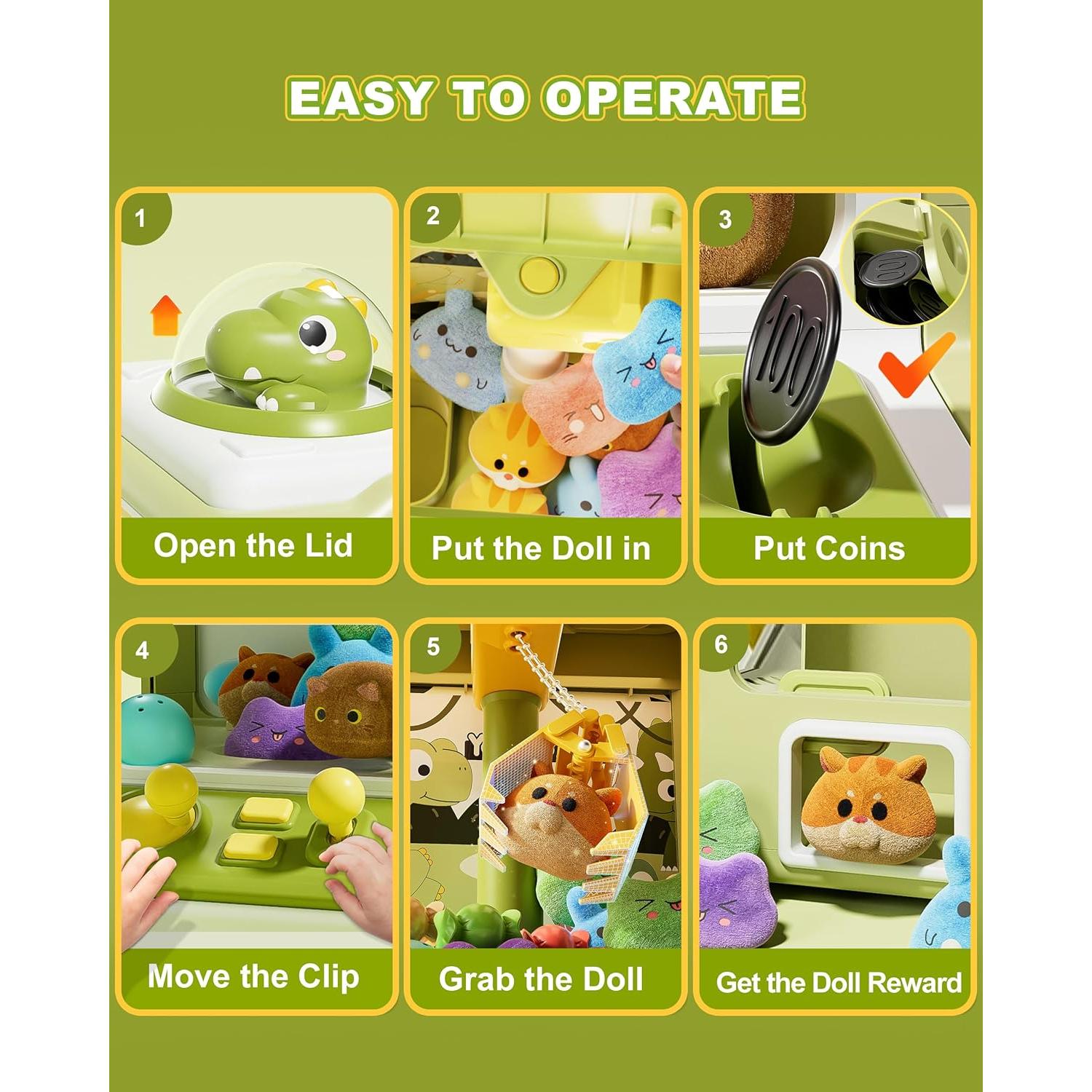 Mini Máquina de Garras Jovow con 30 Juguetes Dinosaurio