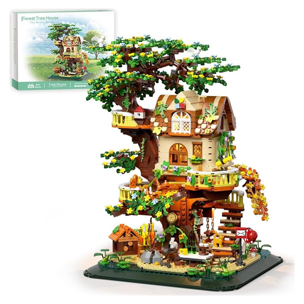 Conjunto de Bloques de Construcción Casa de Árbol Iluminada 1877pcs