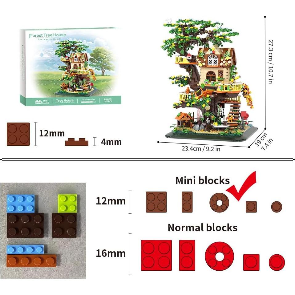 Conjunto de Bloques de Construcción Casa de Árbol Iluminada 1877pcs