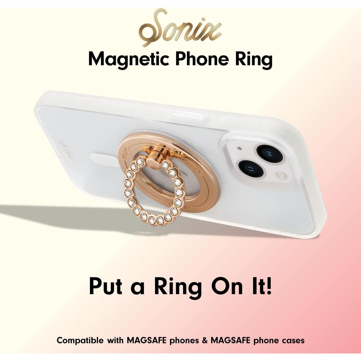 Soporte Magnético para Teléfono Lenntek MagSafe Oro/Rhinestone