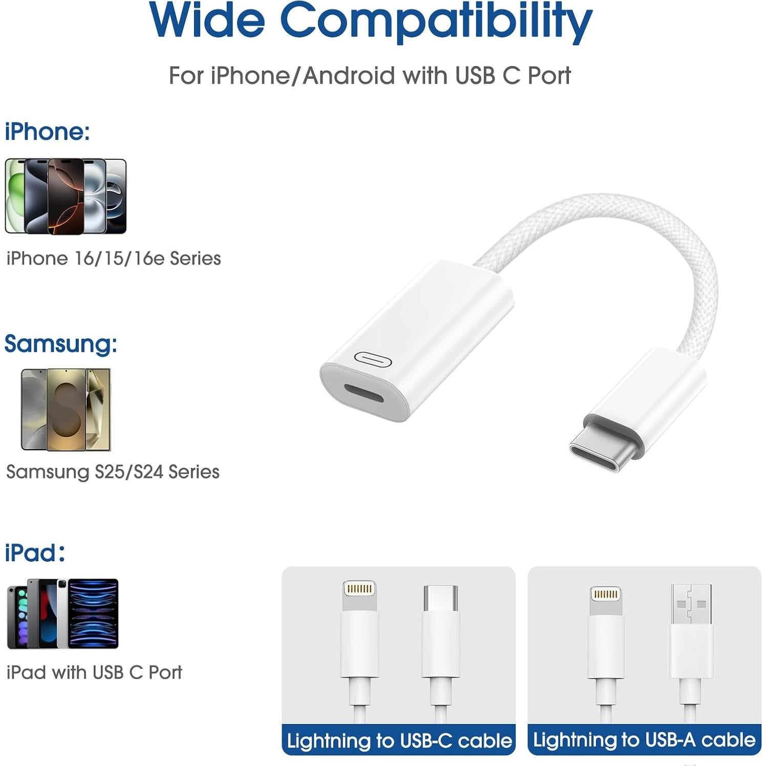Adaptador Lightning a USB C TechMatte para iPhone 16/15 y Android