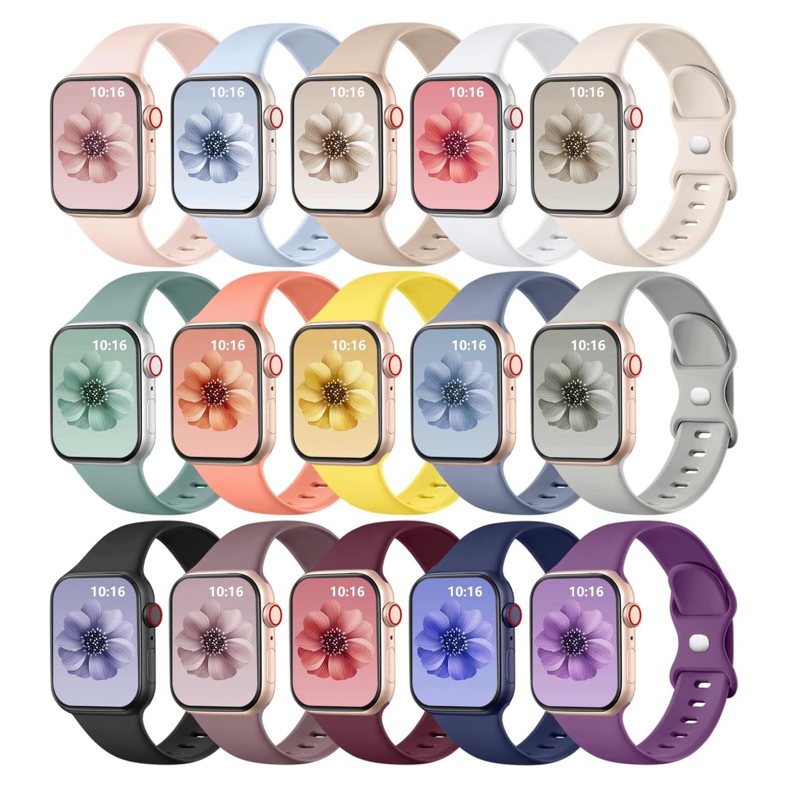 Correas de Silicona GEAK 15 Pack para Apple Watch 38-49mm