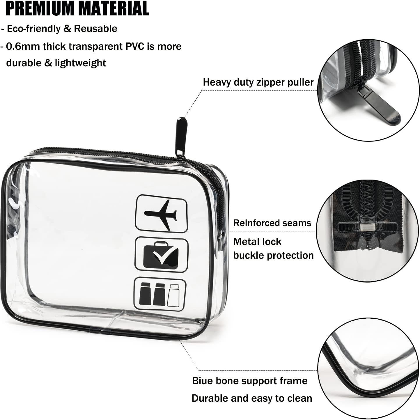 Bolsa de Aseo Transparente MODENGKONGJIAN 3 Pcs Aprobada TSA