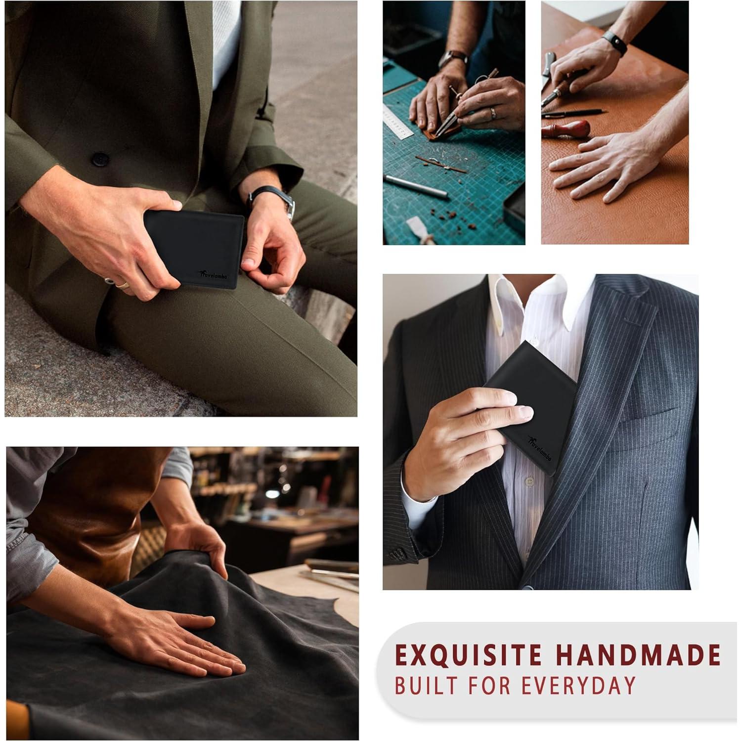 Cartera de Cuero Genuino Travelambo para Hombres - Bifold RFID