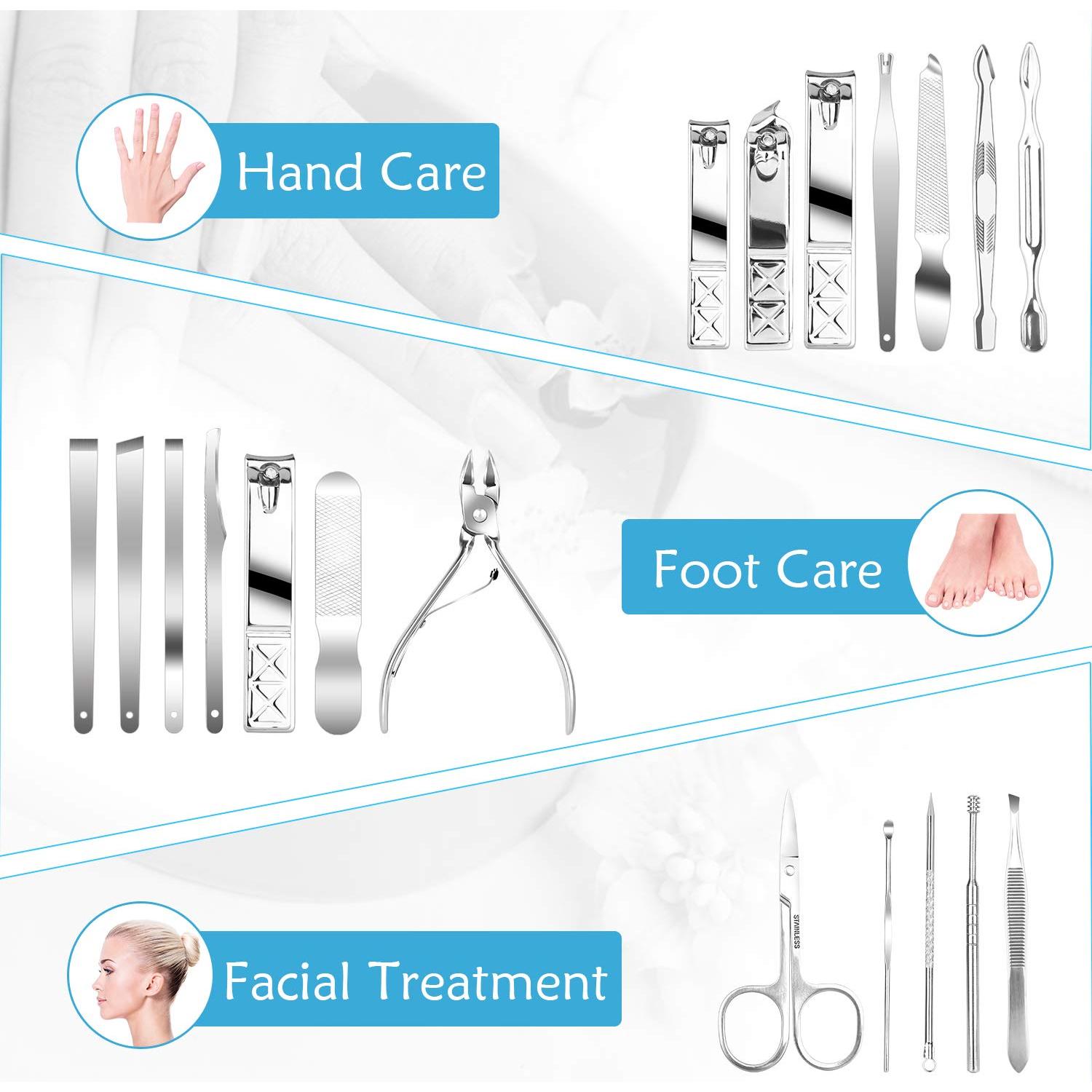 Set de Manicura y Pedicura Teamkio 18 en 1 Acero Inoxidable