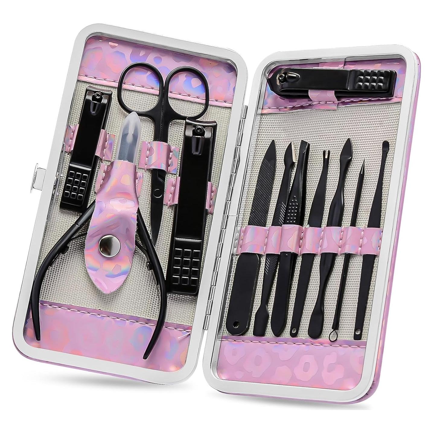 Kit de Manicura ANRUI 12 Piezas Acero Inoxidable Negro