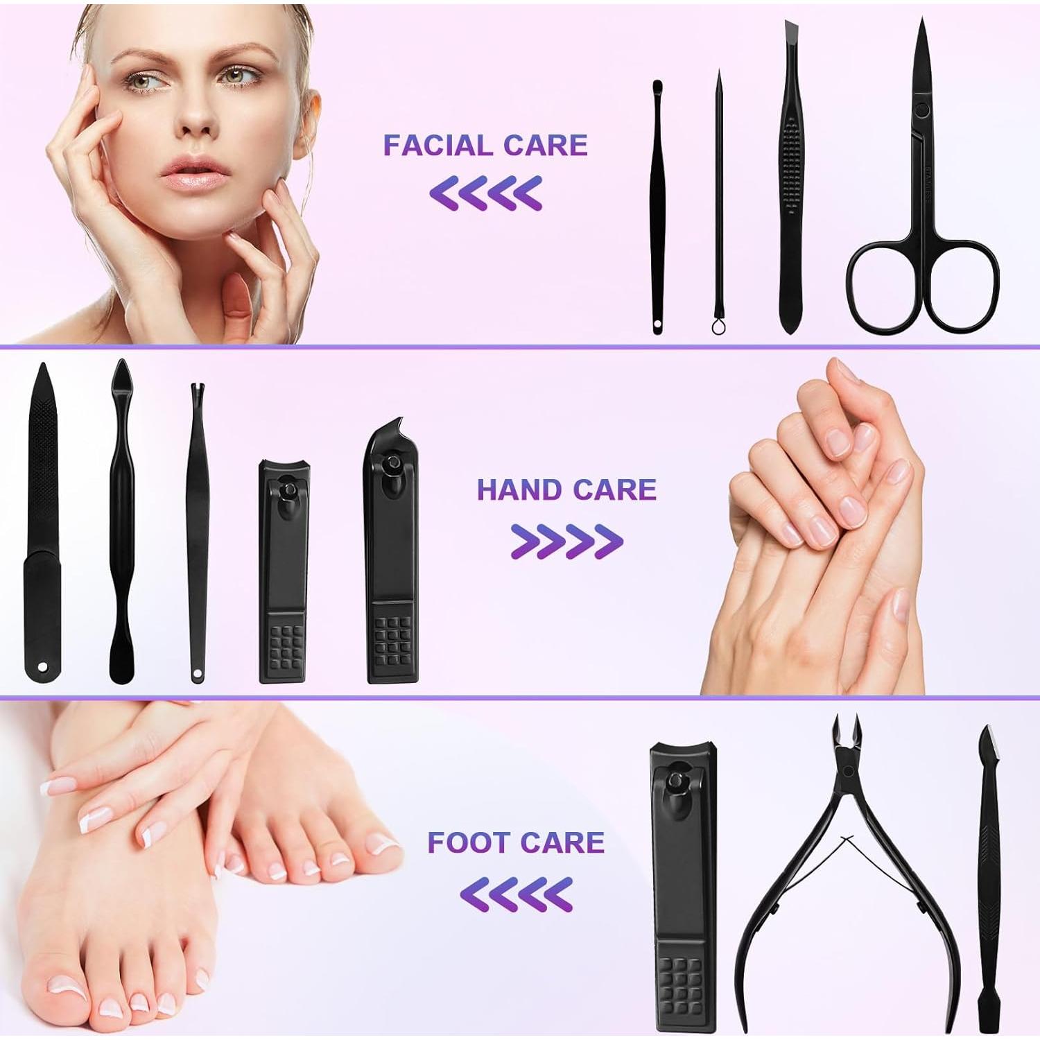 Kit de Manicura ANRUI 12 Piezas Acero Inoxidable Negro