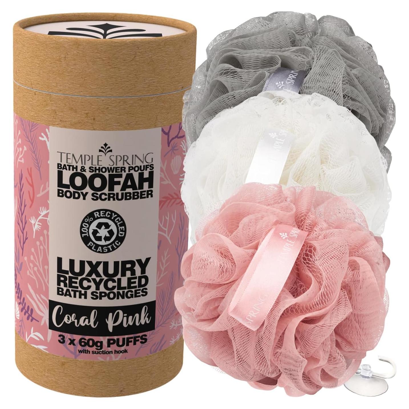 Esponjas de Luffa Recicladas Temple Spring - Exfoliante Coral Rosa