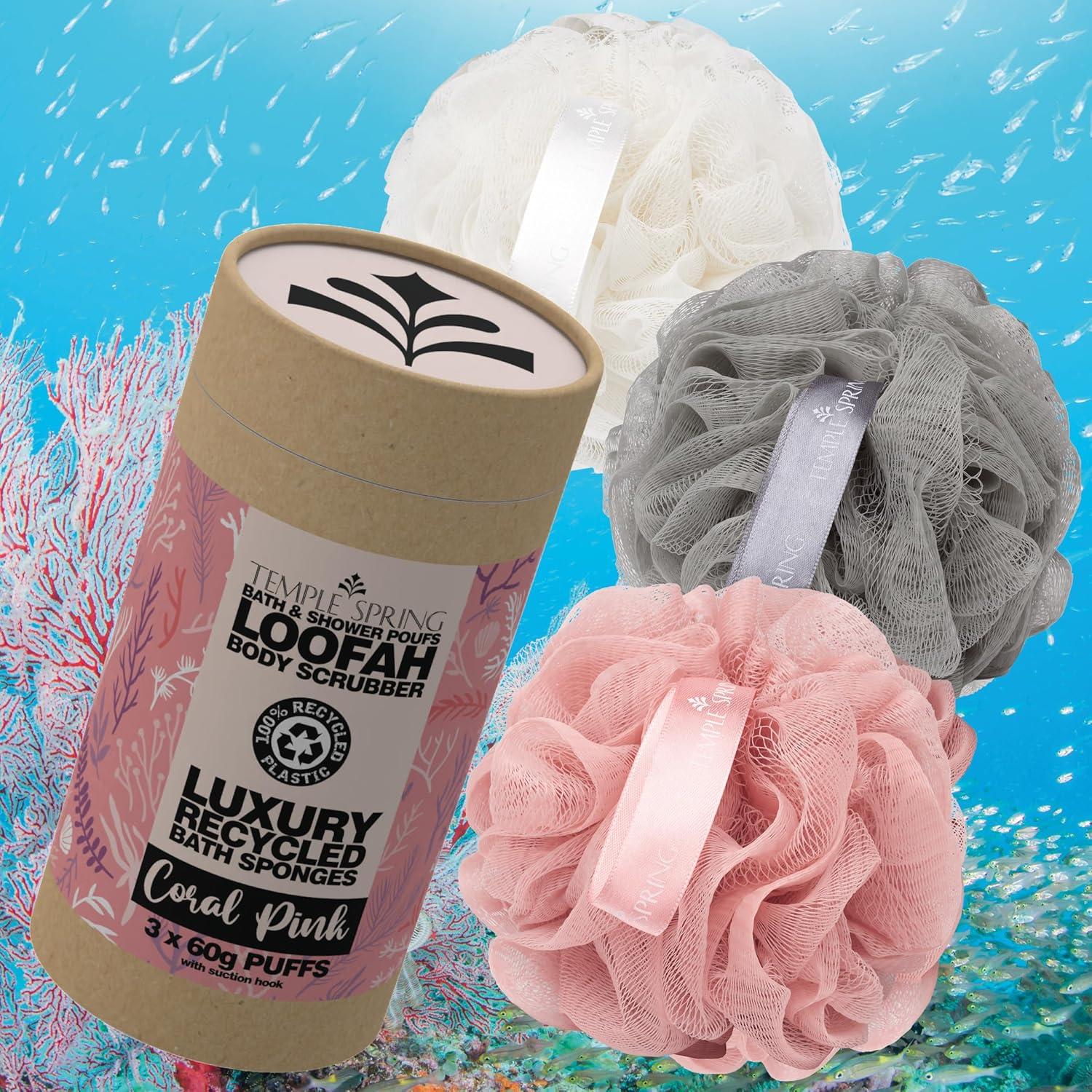 Esponjas de Luffa Recicladas Temple Spring - Exfoliante Coral Rosa