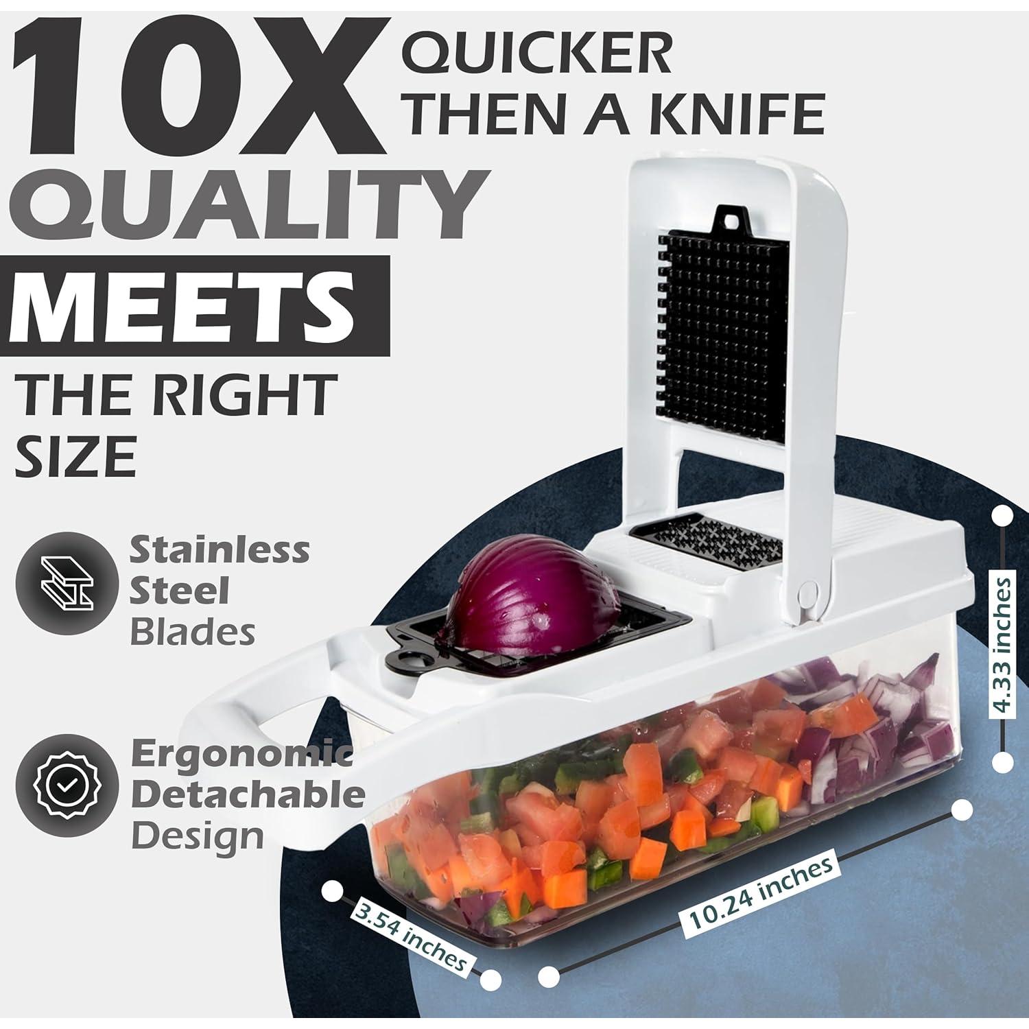 Cortador de Verduras NICKSTOOL 26 en 1 con Contenedor - Acero Inoxidable