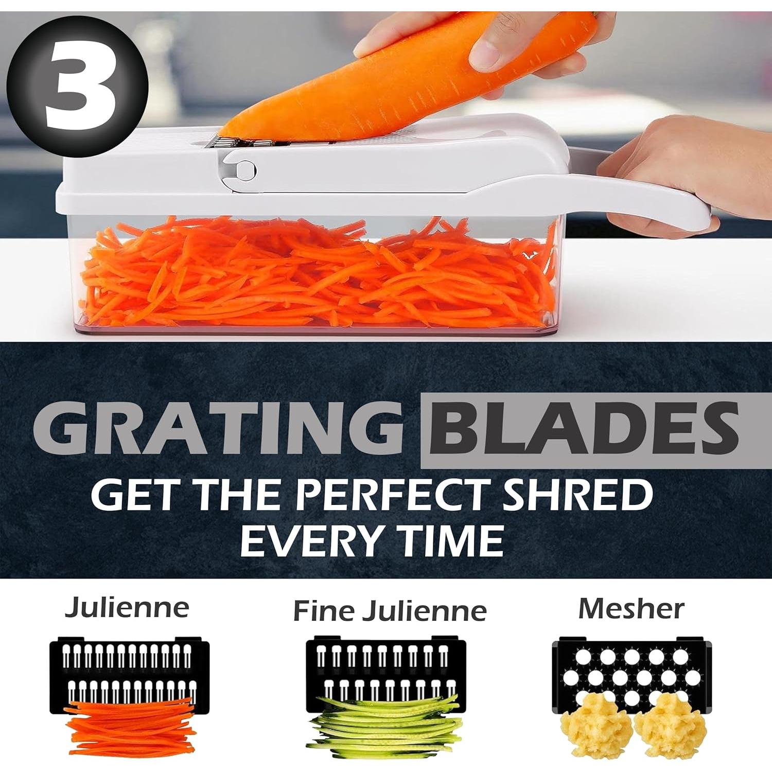 Cortador de Verduras NICKSTOOL 26 en 1 con Contenedor - Acero Inoxidable