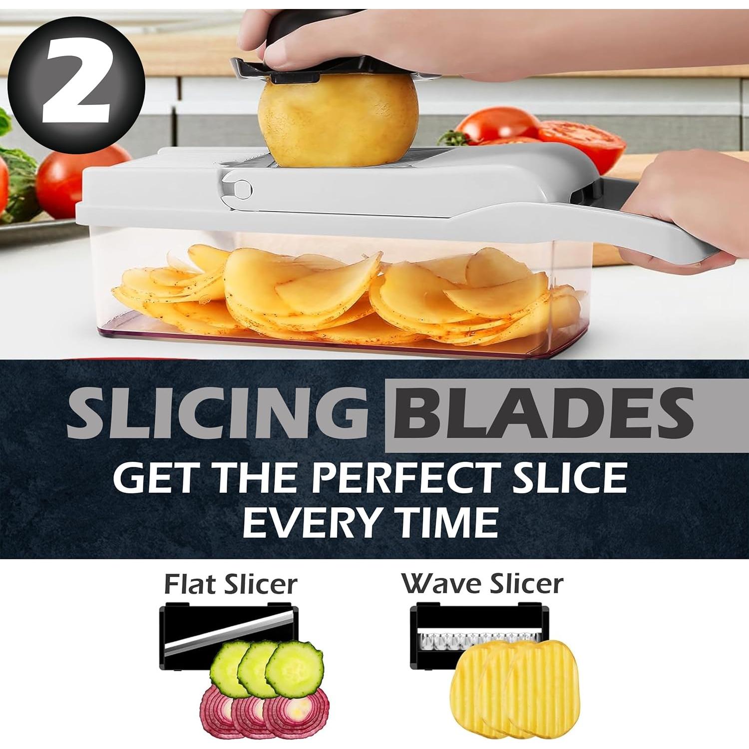 Cortador de Verduras NICKSTOOL 26 en 1 con Contenedor - Acero Inoxidable