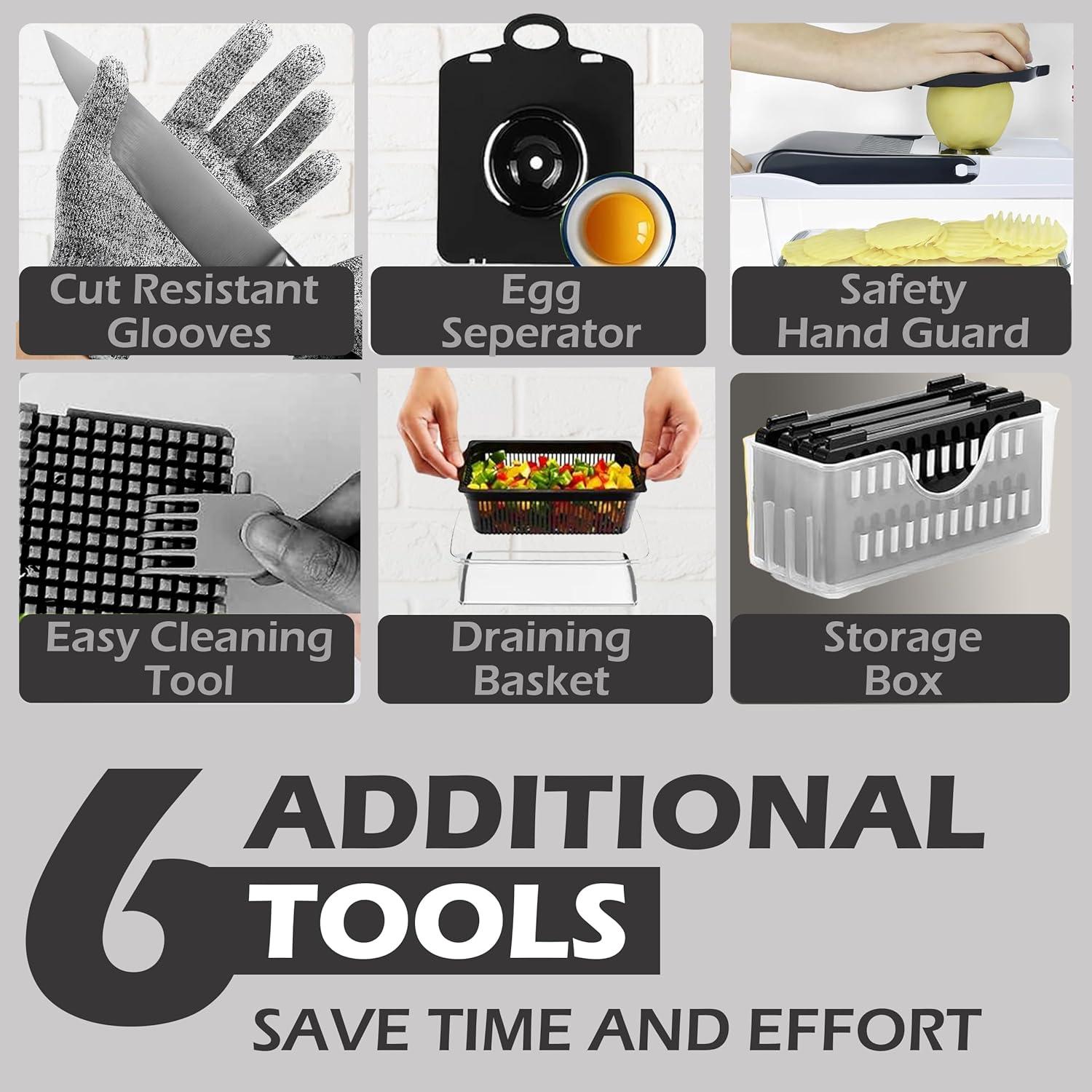 Cortador de Verduras NICKSTOOL 26 en 1 con Contenedor - Acero Inoxidable