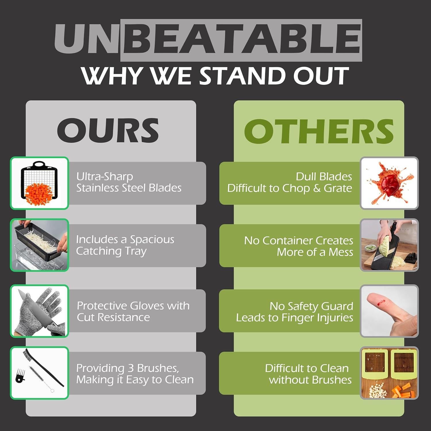 Cortador de Verduras NICKSTOOL 26 en 1 con Contenedor - Acero Inoxidable