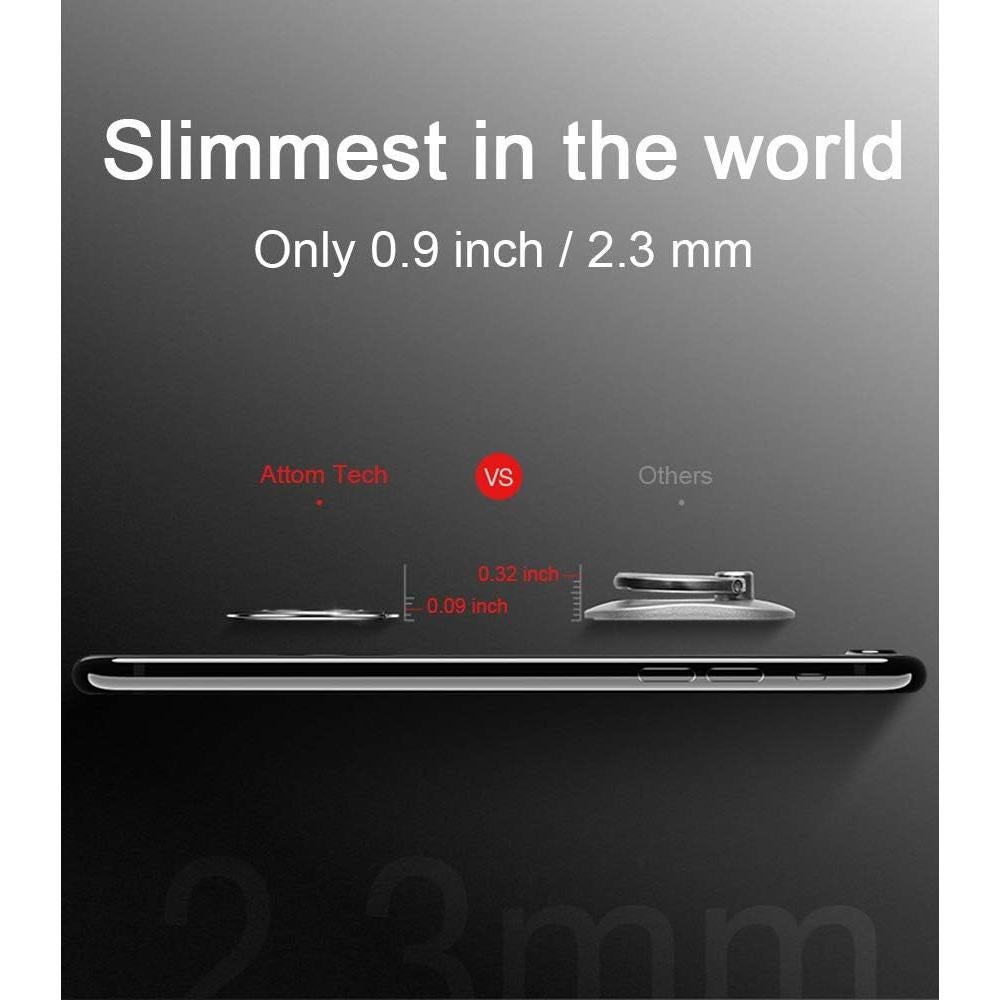 Soporte Anillo Teléfono Attom Tech Ultra Delgado Negro