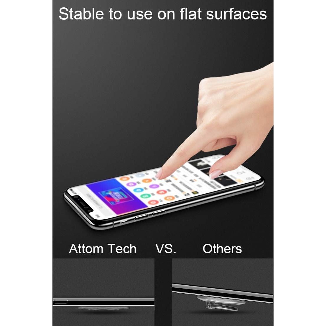 Soporte Anillo Teléfono Attom Tech Ultra Delgado Negro