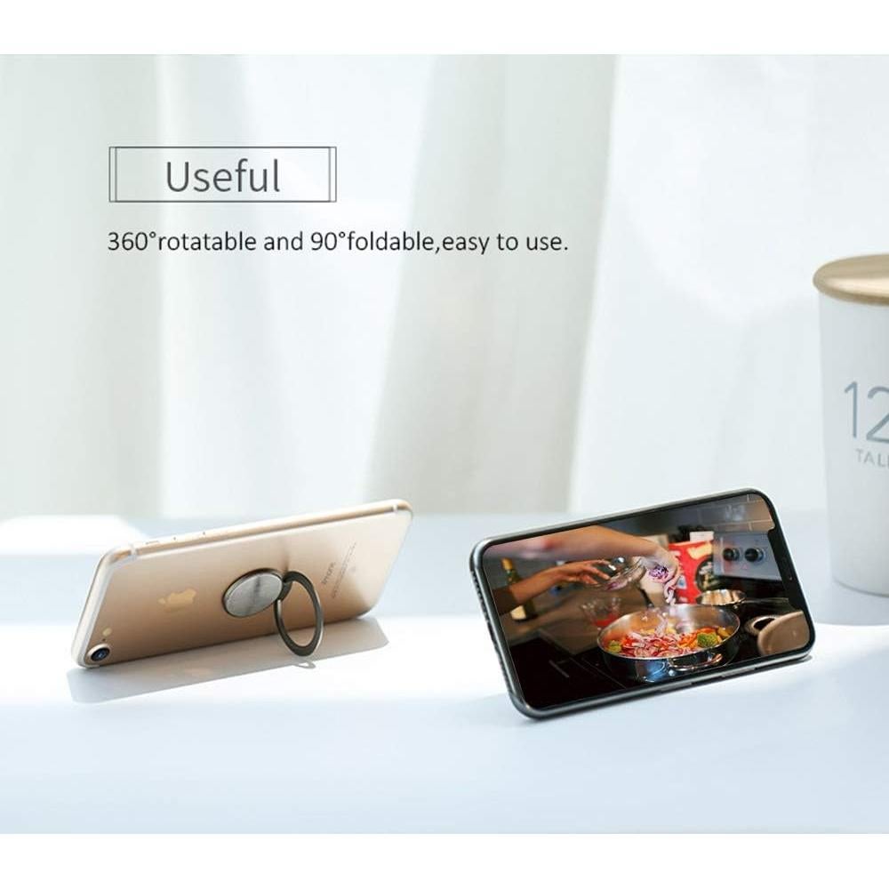 Soporte Anillo Teléfono Attom Tech Ultra Delgado Negro