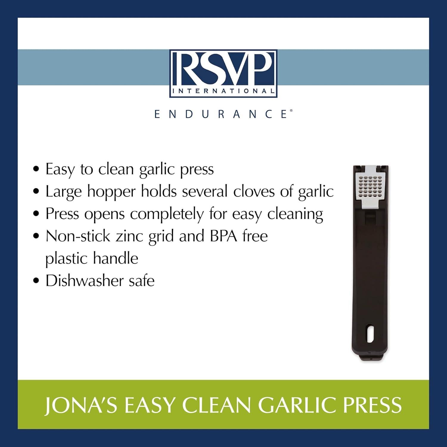 Prensa de Ajo RSVP International Apta para Lavavajillas Negro