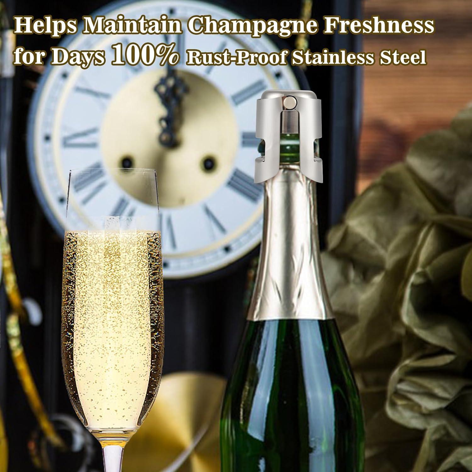 I-MART Paquete de 6 Tapones de Acero Inoxidable para Champán