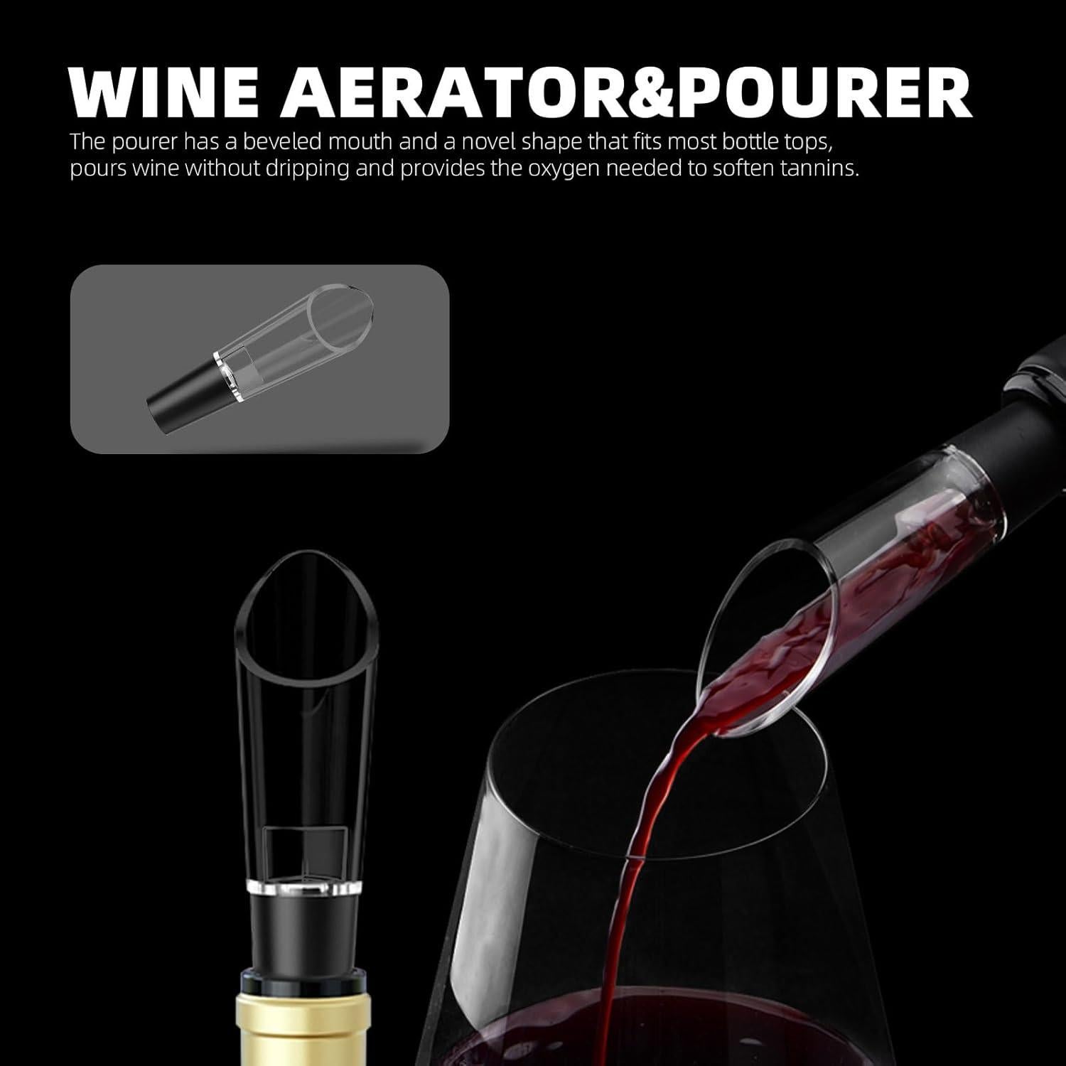 Abrebotellas de vino eléctrico Liuzouwin 5 en 1 plateado