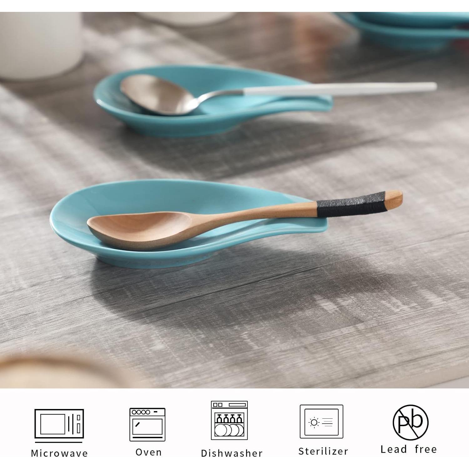 Soportes de Cuchara de Cerámica ONTUBE Set de 4 Azul 16.5 cm