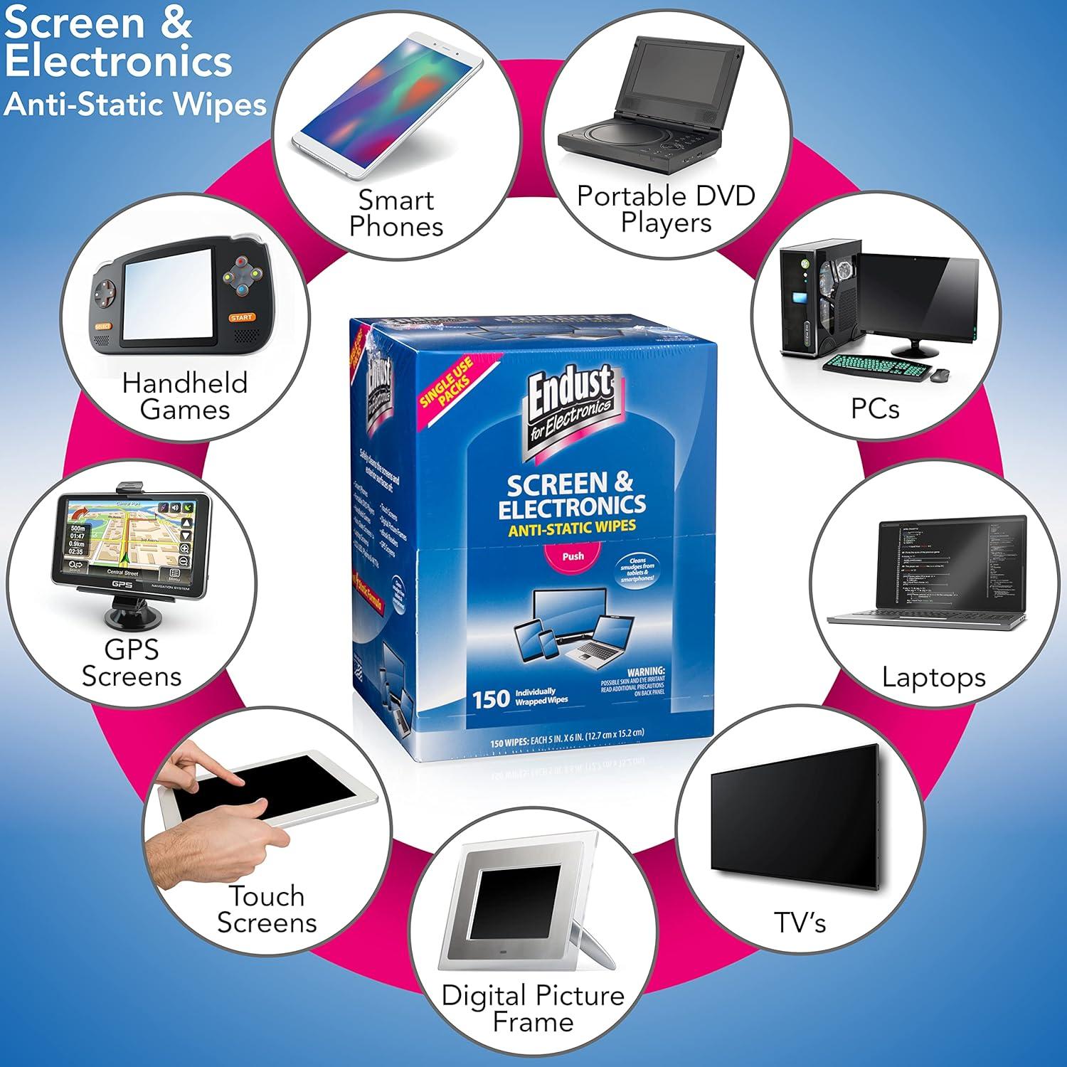 Toallitas Limpiadoras Endust para Electrónicos 150 Unidades