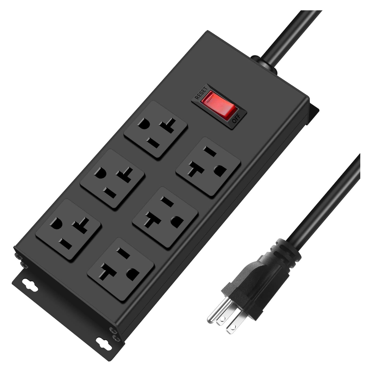 Regleta de 20A JUNNUJ Metal 1.22m 6 Salidas con Protección