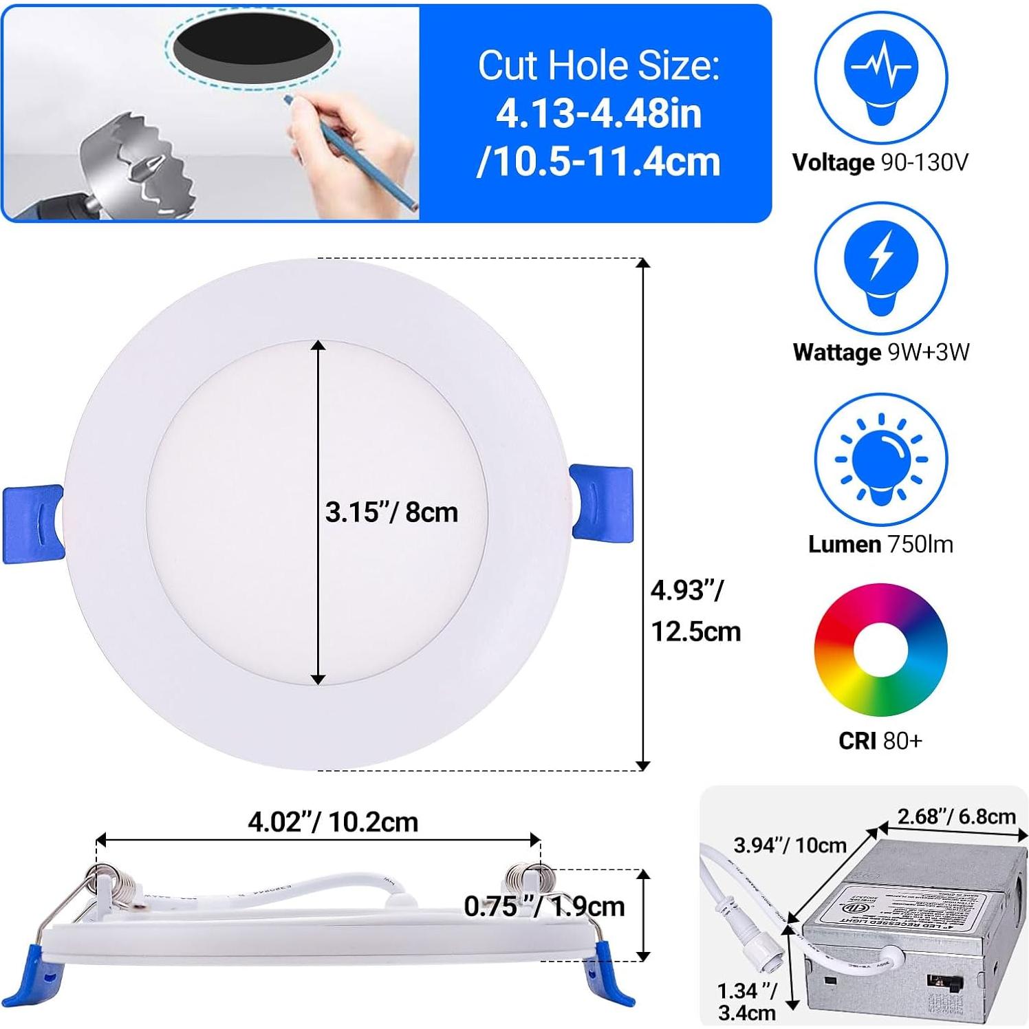 Luces empotradas LED 9W LISTOCASA 4" con luz nocturna 5CCT