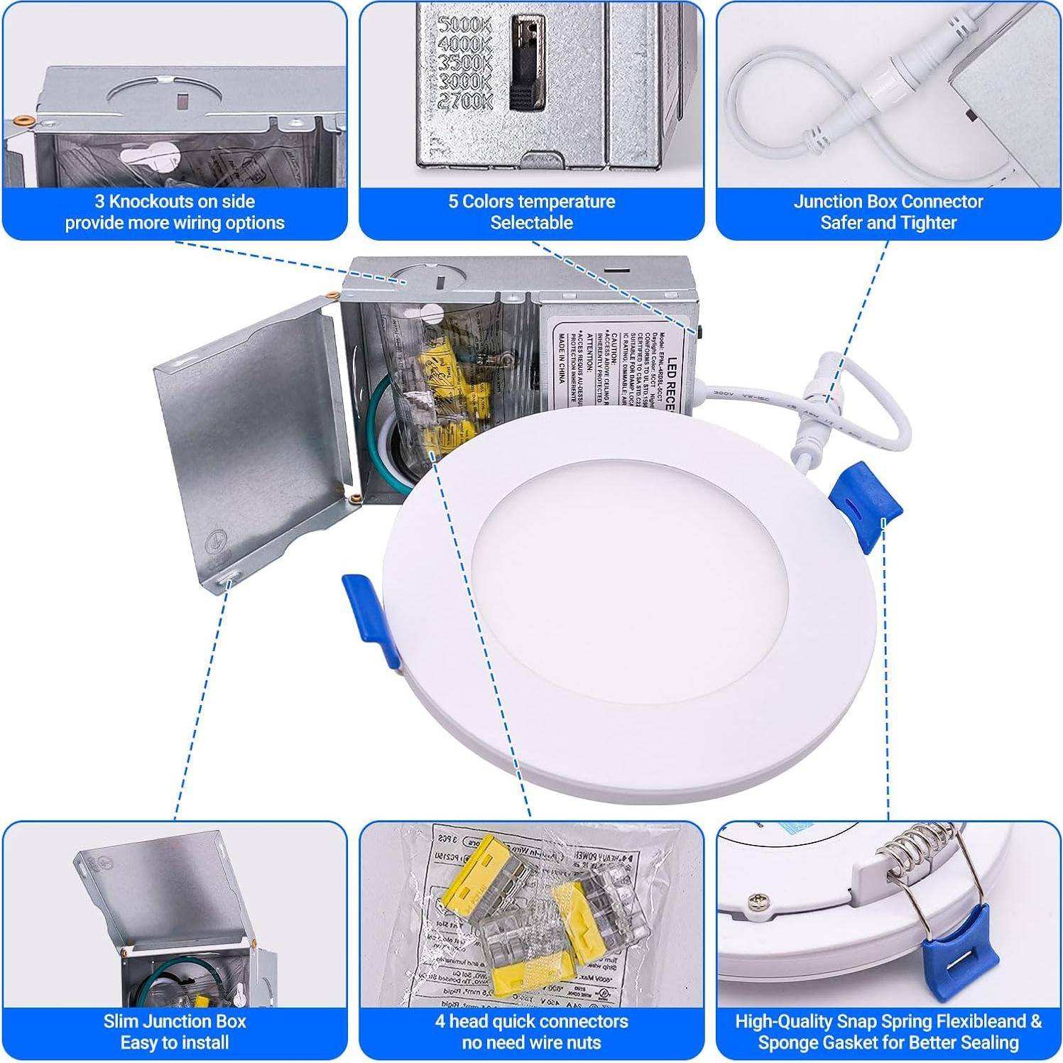 Luces empotradas LED 9W LISTOCASA 4" con luz nocturna 5CCT
