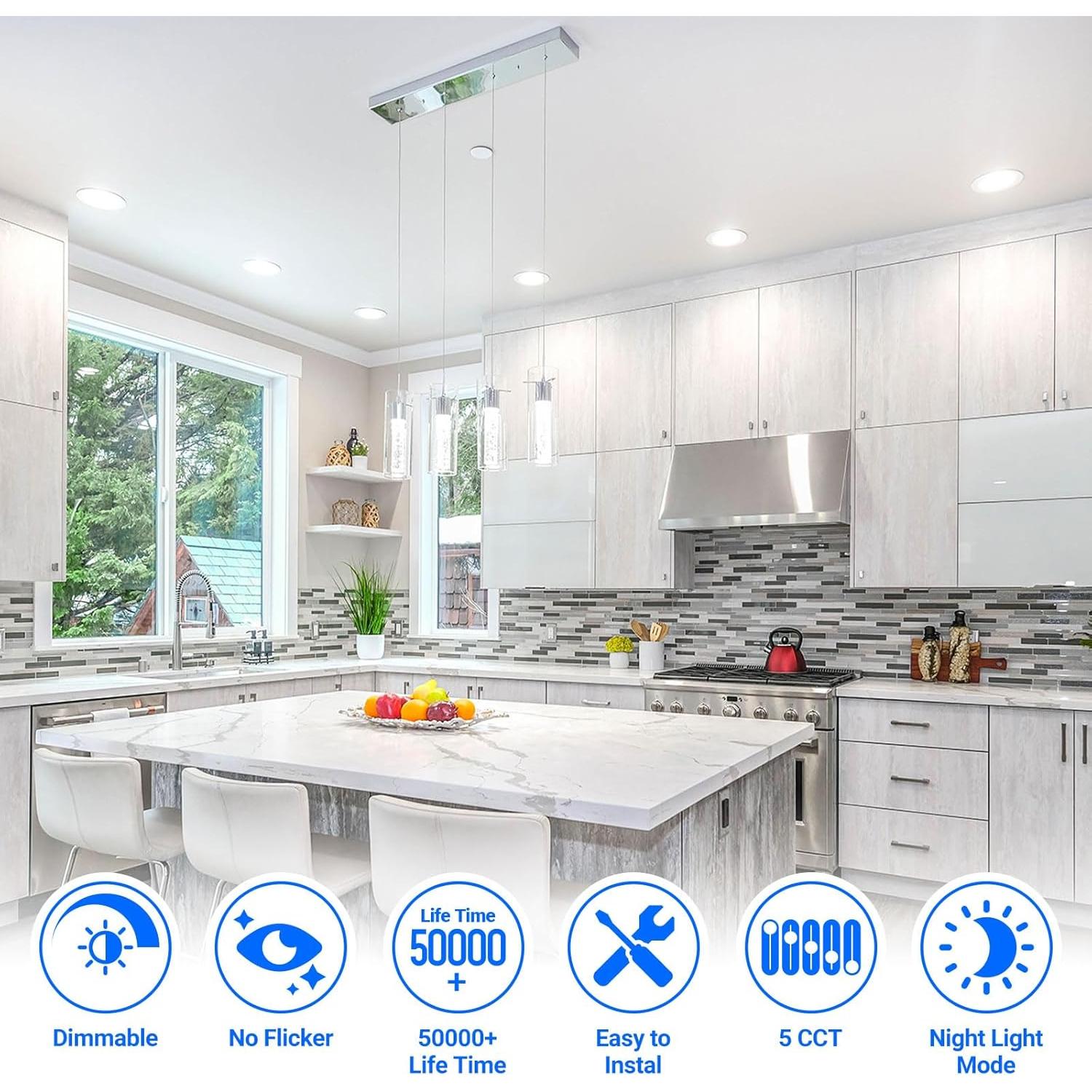 Luces empotradas LED 9W LISTOCASA 4" con luz nocturna 5CCT