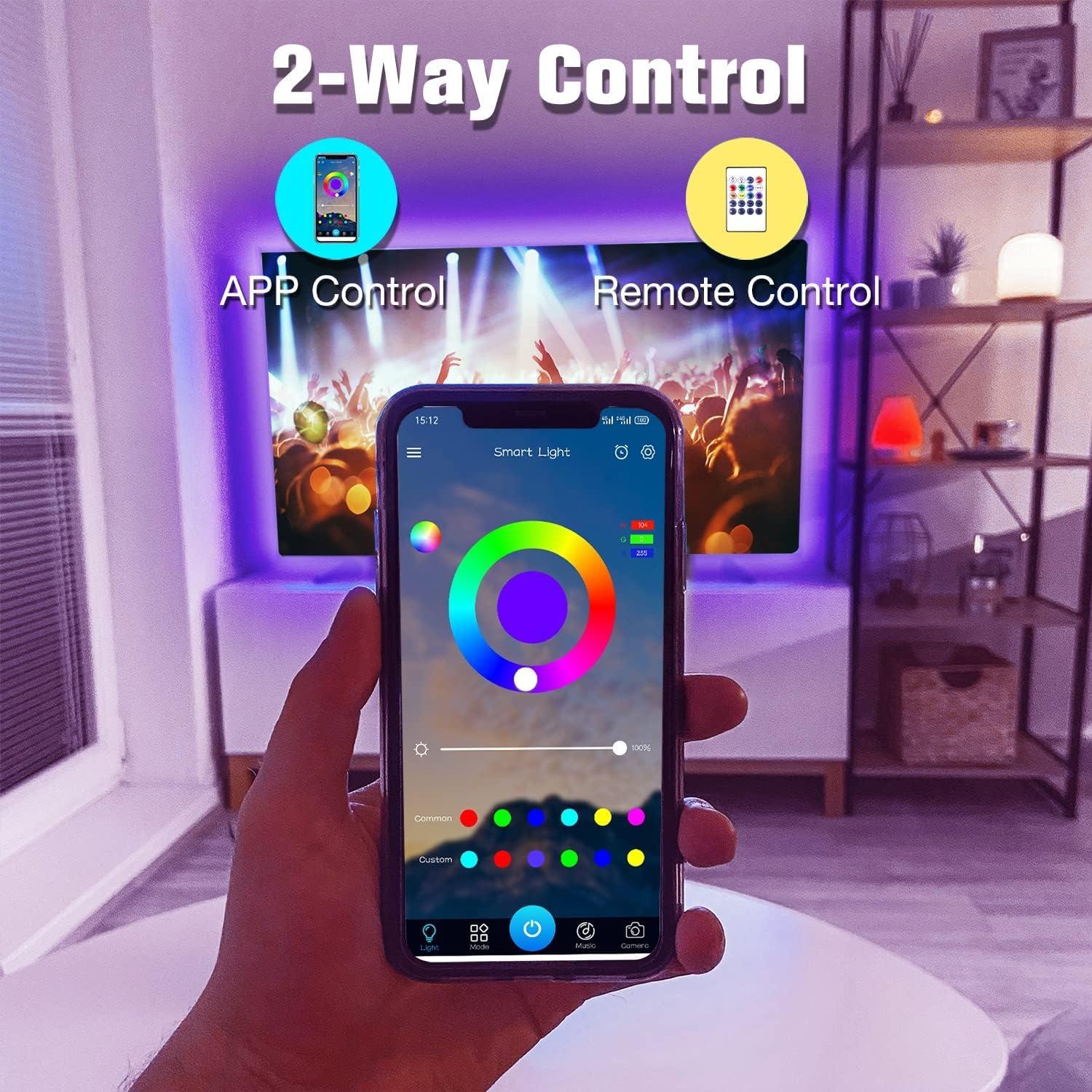 Luces LED Phopollo para TV 4.57m RGB Bluetooth Control App