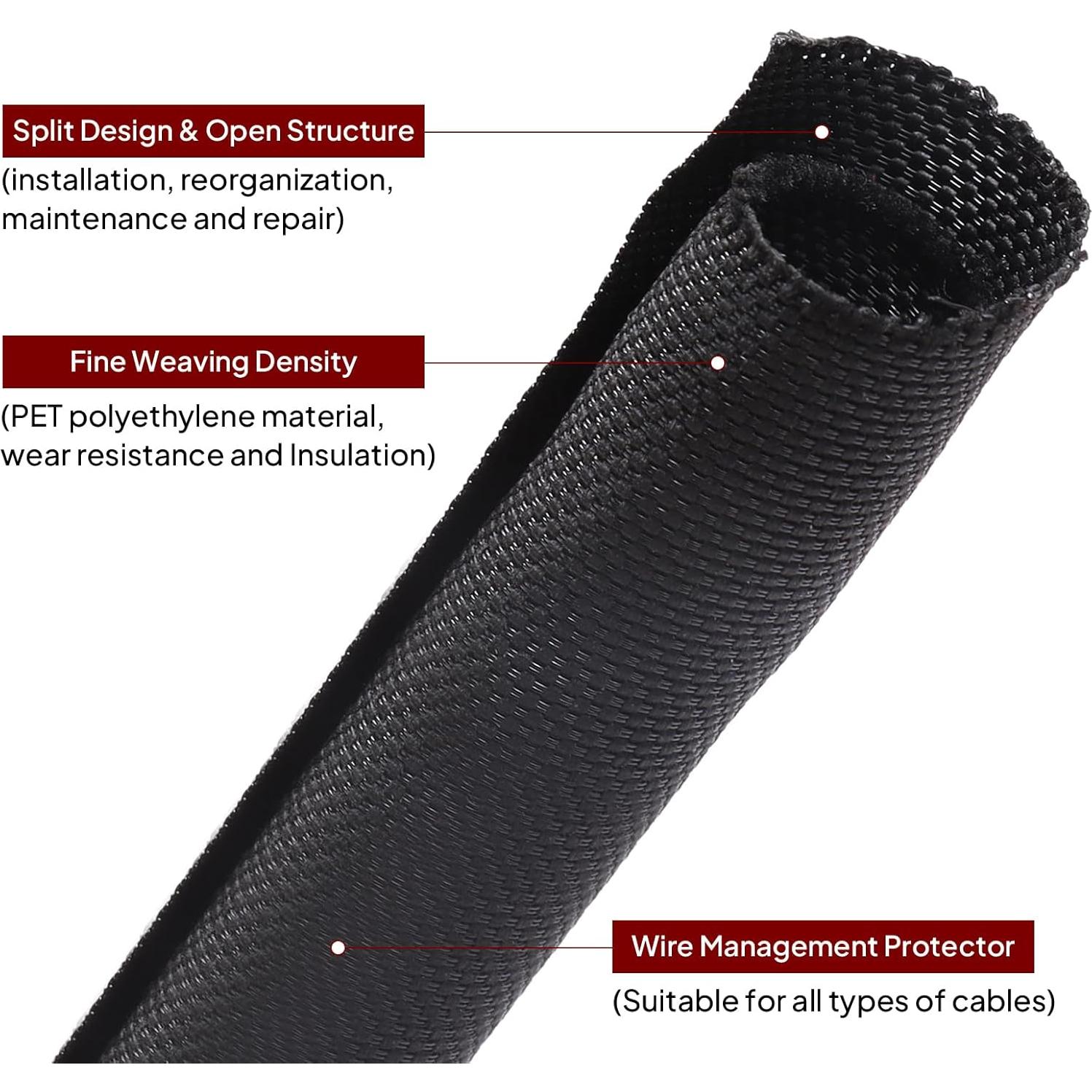 Mangas de Gestión de Cables Trenzadas Buyuneed 3.66m