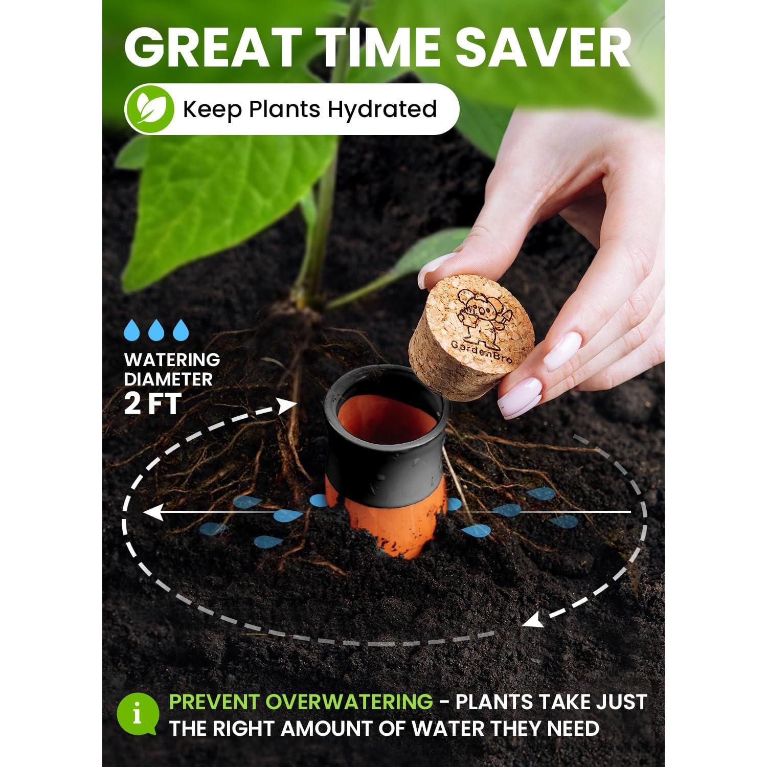 Juego de 4 Ollas de Riego de Terracota 14 Oz Negro - Auto Riego