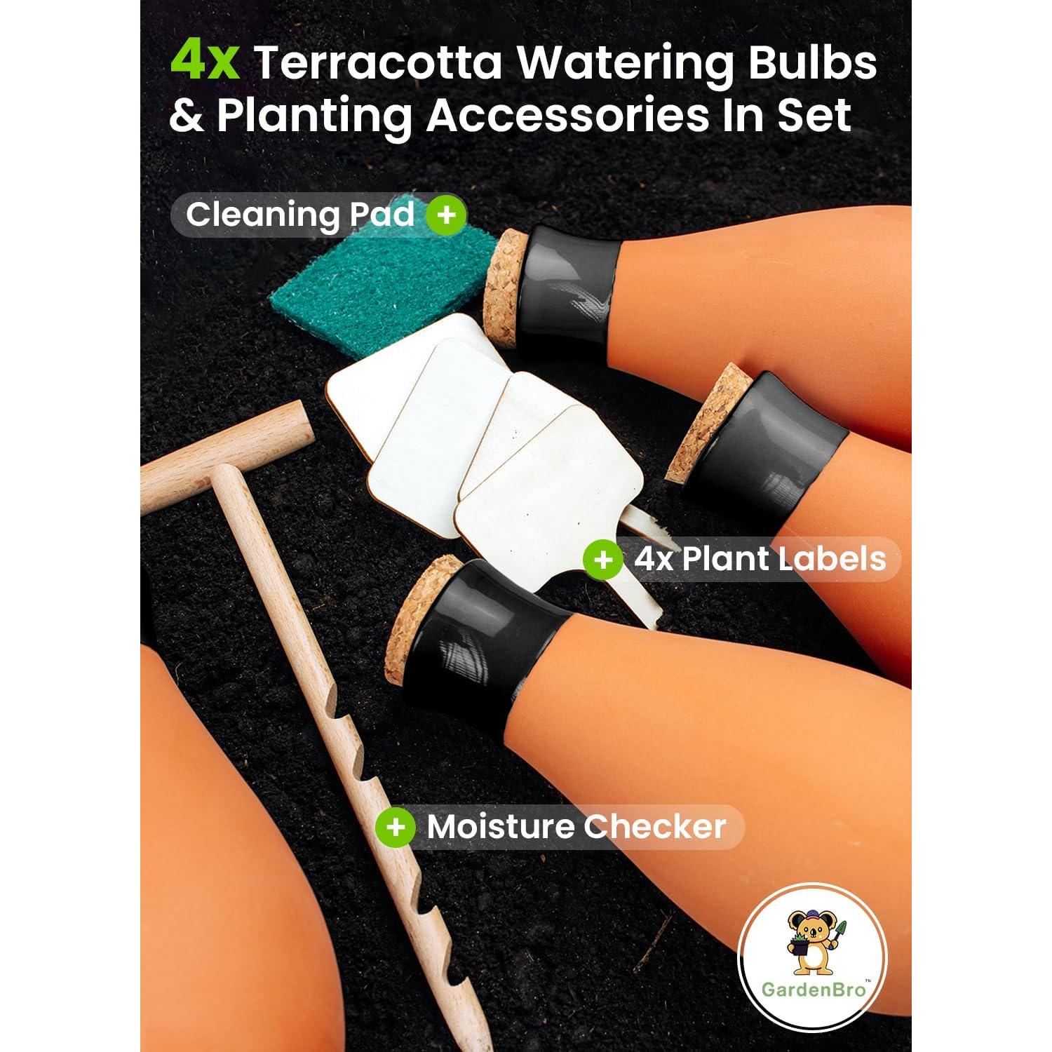 Juego de 4 Ollas de Riego de Terracota 14 Oz Negro - Auto Riego