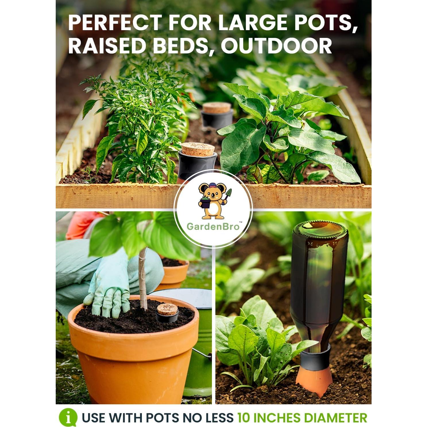 Juego de 4 Ollas de Riego de Terracota 14 Oz Negro - Auto Riego