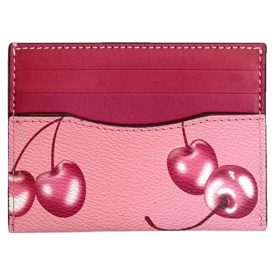 Funda delgada de cuero para tarjetas de crédito mujer - Rojo