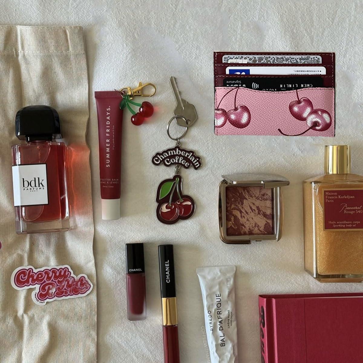 Funda delgada de cuero para tarjetas de crédito mujer - Rojo