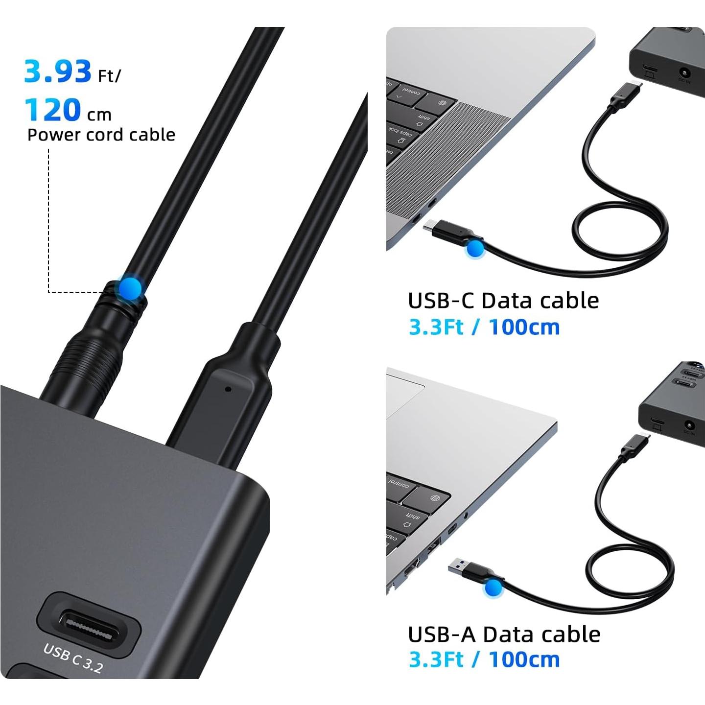Hub USB 3.2 Alimentado VANGREE 17 en 1, 10 Puertos + Carga Rápida